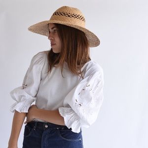 Vintage puff sleeve lace romantic top